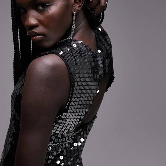 Top shop Muted Charcoal Fun Funky Sequin Dress - Picture 4 of 5